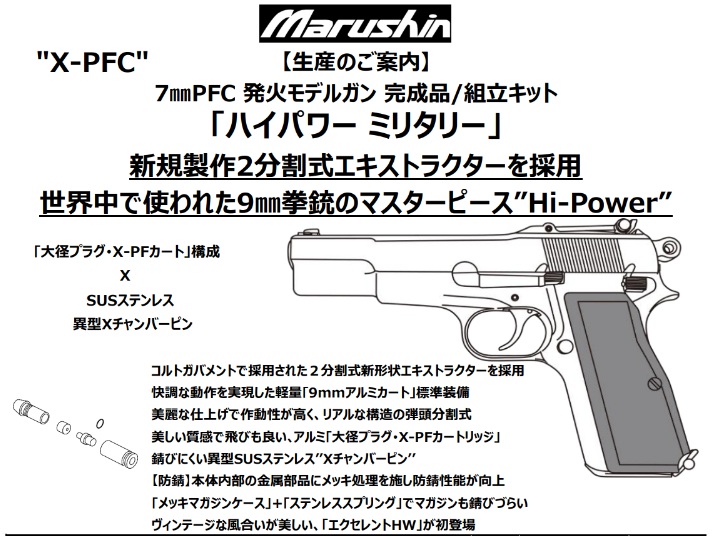 マルシン(Marushin) Hi-Power(ハイパワー) "コマーシャル" 7㎜PFC 発火モデルガン プラグリ