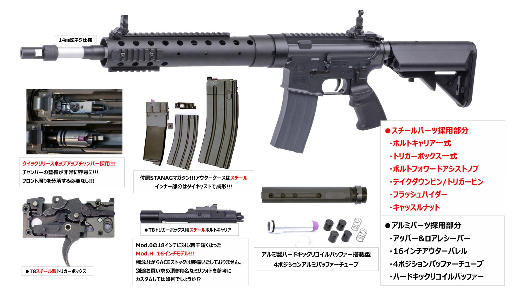 【JPバージョン】T8 COLT MK12 MOD.H 16inch GBB