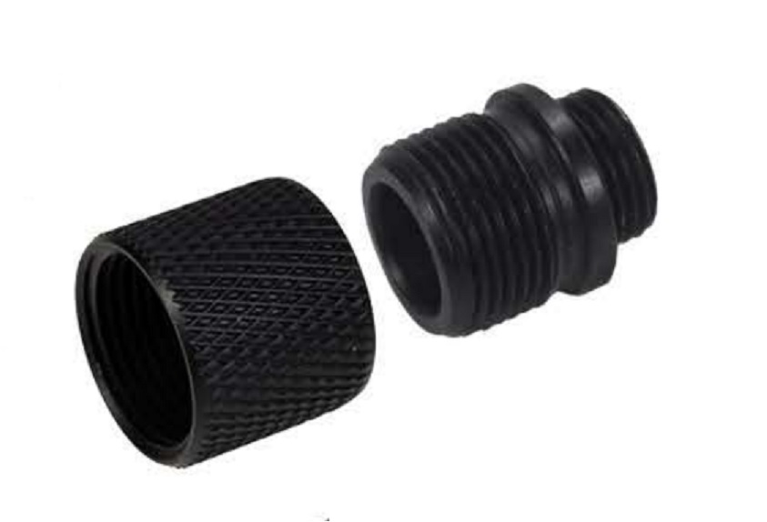 BATON Airsoft 11mm正ネジ-14mm逆ネジアダプター BKカバー