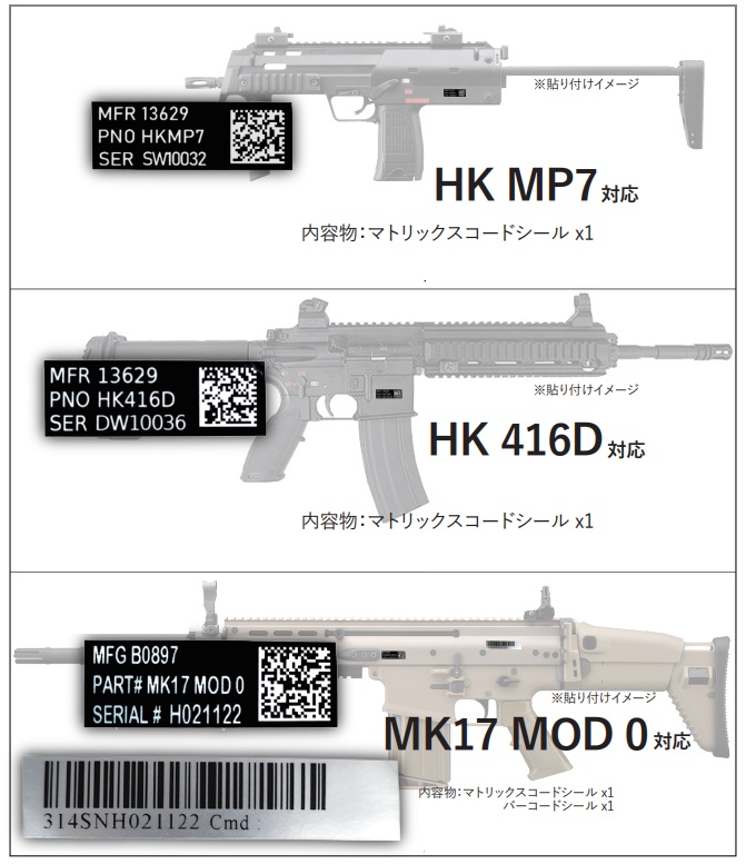 Blackjack Tactical IUIDラベル 【HK416 LONG / MK17W/CMD / MP7】