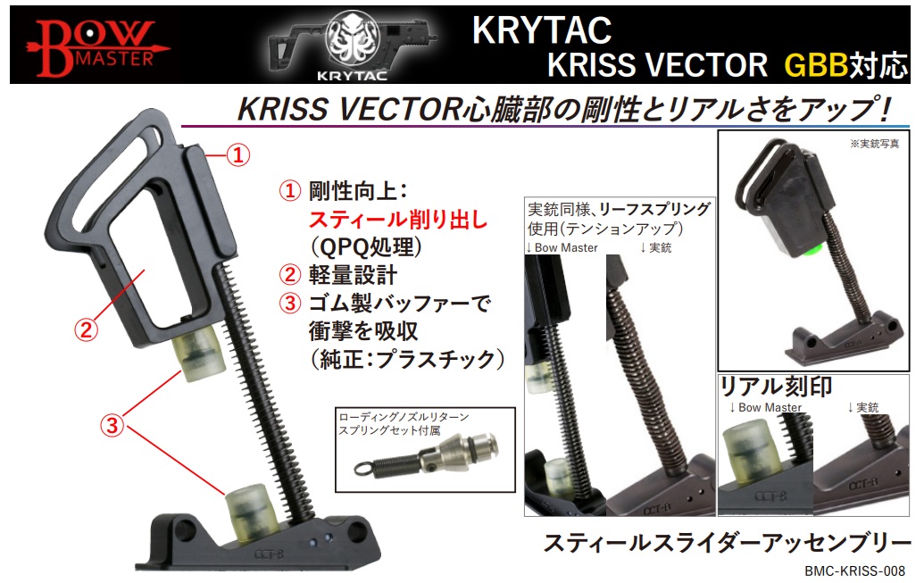 Bow Master スティールスライダーアッセンブリー KRYTAC Kriss Vector GBB対応