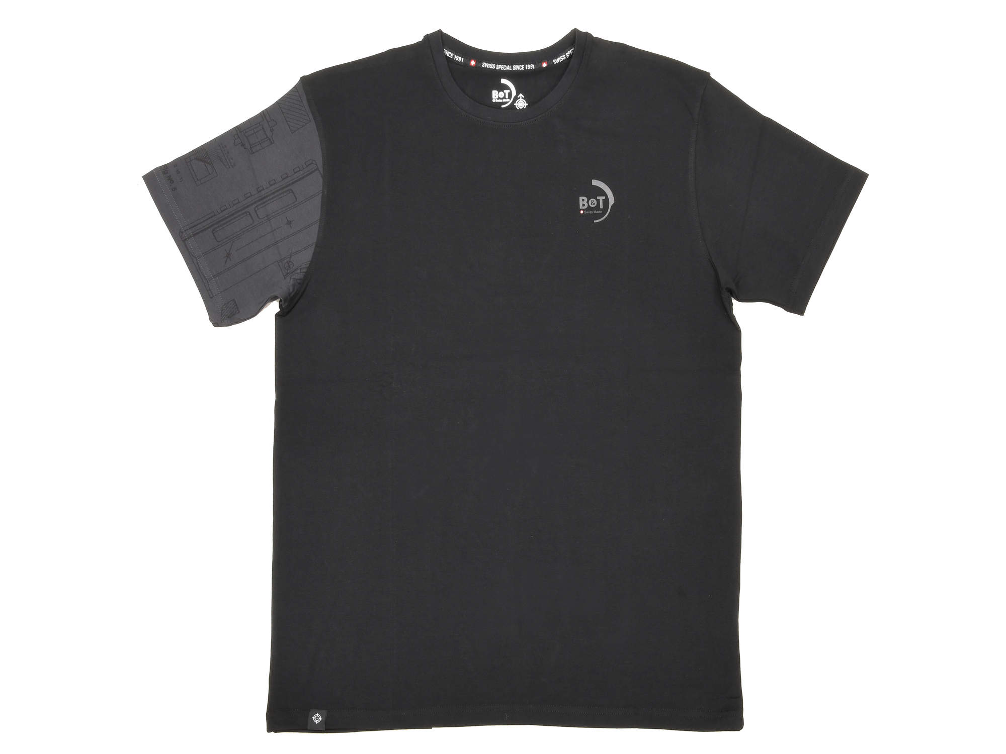 B&T TEXTIL Tシャツ/Straight Cut 01/メタルキーリング付き (Black/Grey)