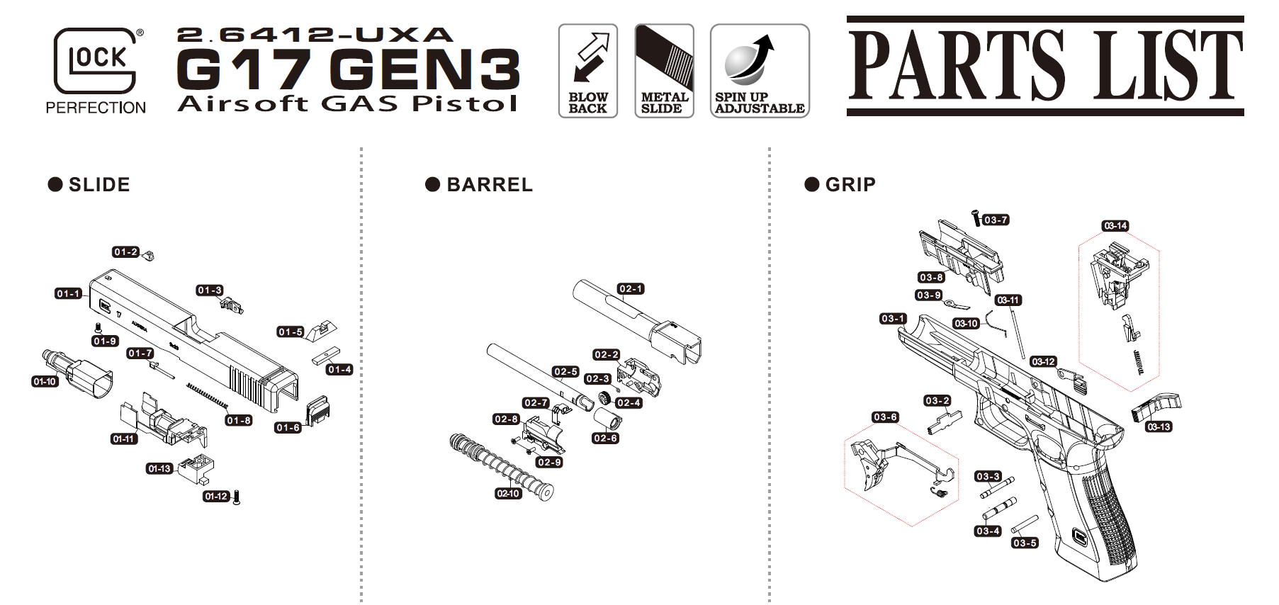 Umarex Glock17Gen.3パーツ/01-01 スライド [VGC0URV015]