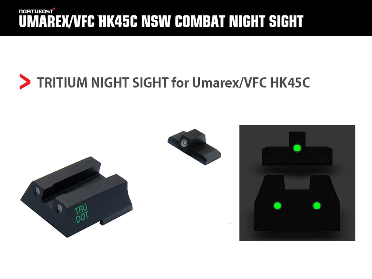 NorthEast HK45C NSW Combat NightSights/トリチウムナイトサイト (Umarex/VFC HK45C用)