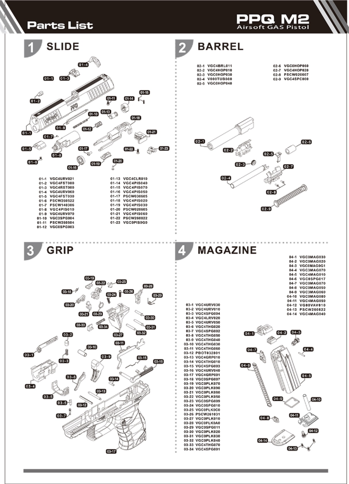 Umarex PPQパーツ 03-17 フレーム（VGC4GRP001)