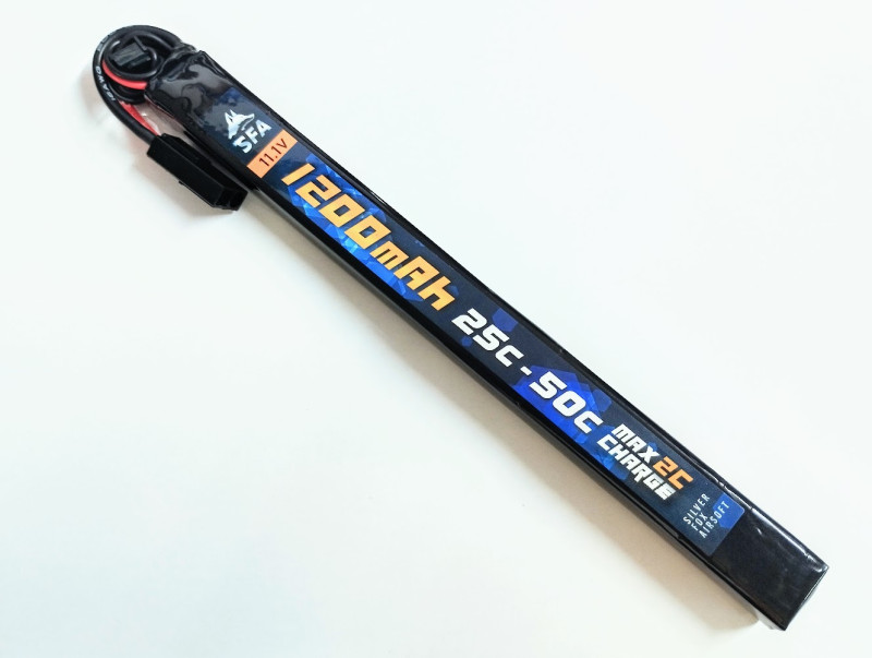 SFA製 11.1V リポ(LIPO) バッテリー ミニコネクタ 1200mAh 25C-50C スティックタイプ（ウナギ） (SA-B032M)