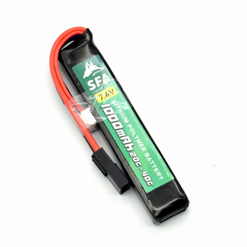 SFA製 7.4V リポ(LIPO) バッテリー ミニコネクタ 1000mAh 20C-40C ショートスリムタイプ (SA-B036M)