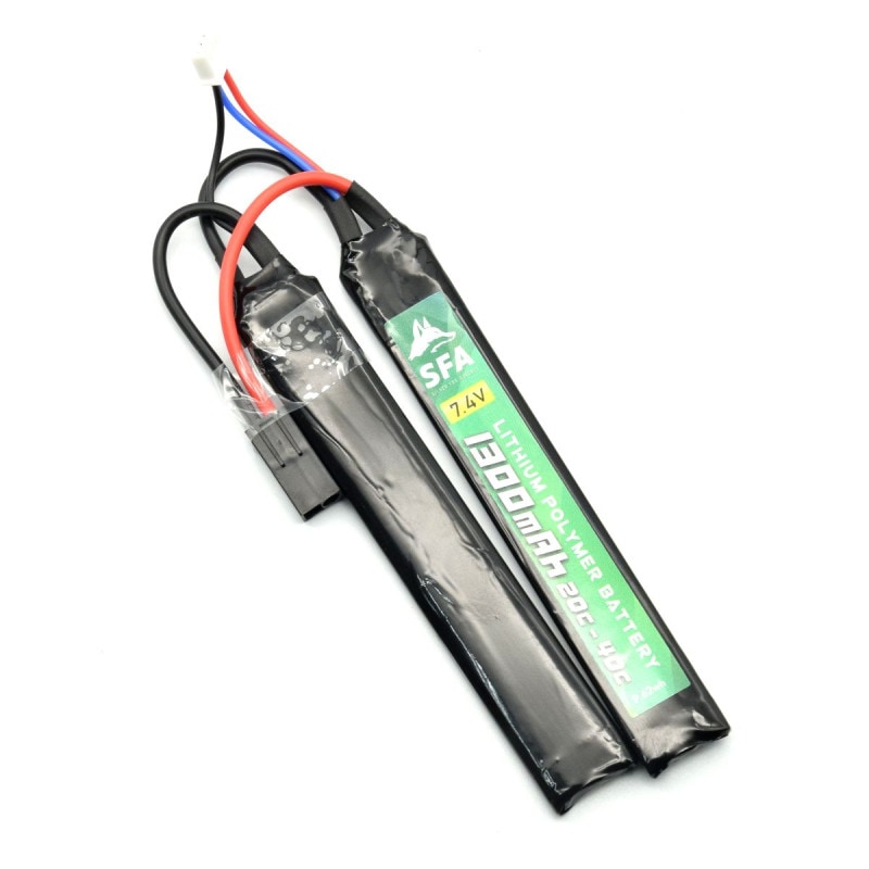 SFA製 7.4V リポ(LIPO) バッテリー ミニコネクタ 1300mAh 20C-40C セパレートタイプ (SA-B039M)