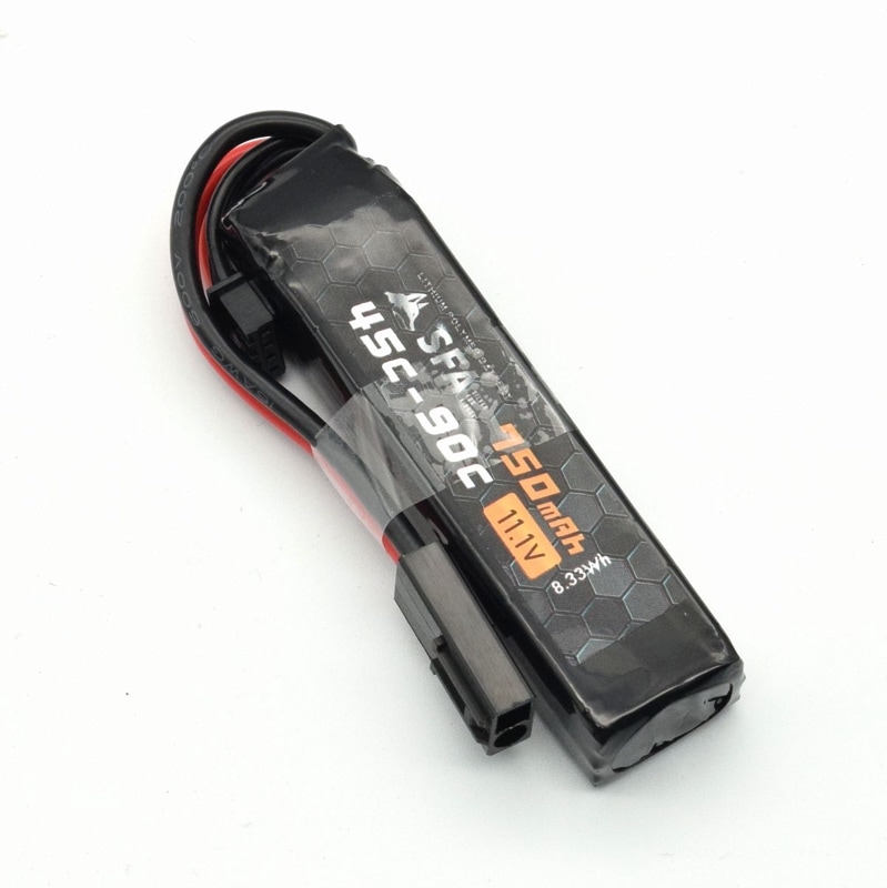 SFA製 11.1V リポ(LIPO) バッテリー ミニコネクタ 750mAh 45C-90C スーパーショートスリム (SA-B041M)