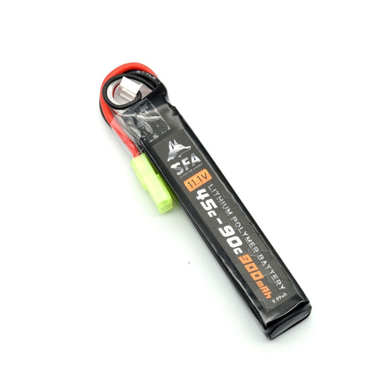 SFA製 11.1V リポ(LIPO) バッテリー ミニコネクタ 900mAh 45C-90C ショートスリムタイプ (SA-B043M)