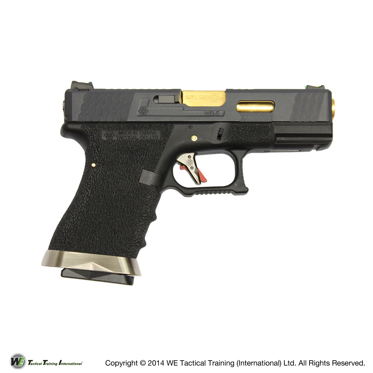 WE G19 T1カスタム GBB （BKスライド/GDバレル/BKフレーム）