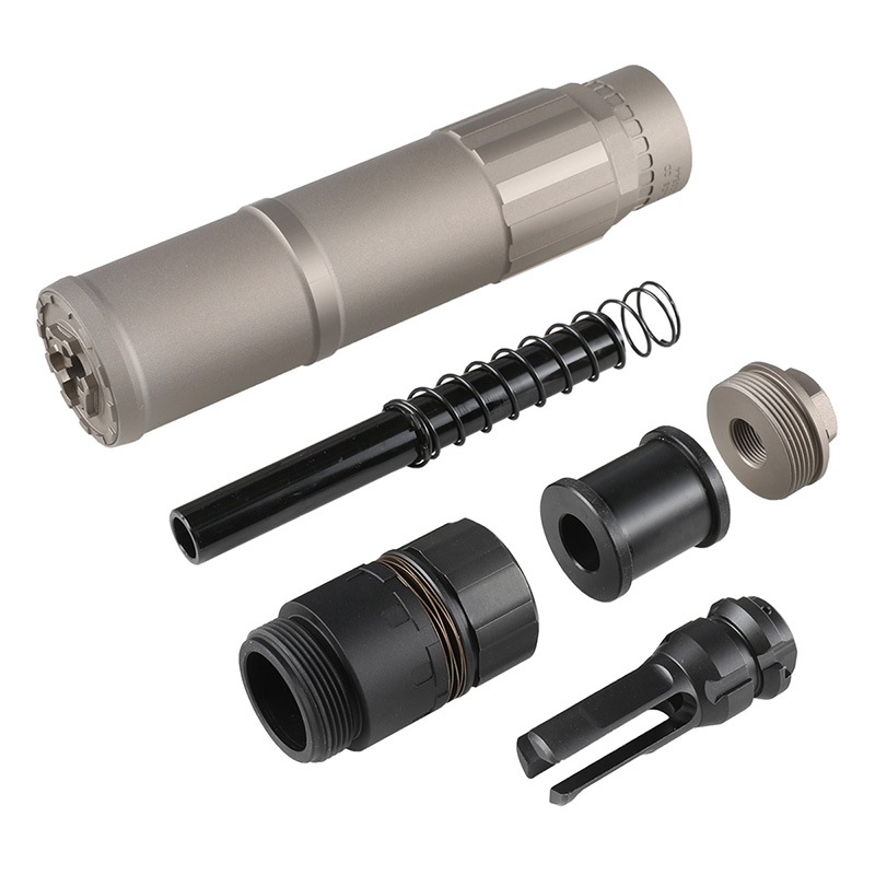 Airsoft Artisan CGS HELIOSタイプ QDサイレンサー＆DAフラッシュハイダーセット (14mm逆ネジ) 【TAN】