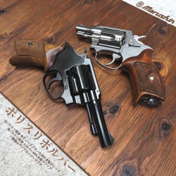 マルシン(Marushin) ポリスリボルバー 77mm(3inch) 木製グリップ仕様  6mmBB 新型パッキン Xカート式ガスリボルバー 各種