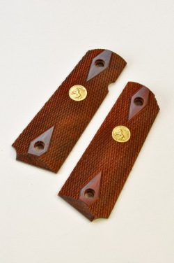 CAROM SHOT 1911A1タイプ用 紫檀チェッカーグリップ (コルトメダル)