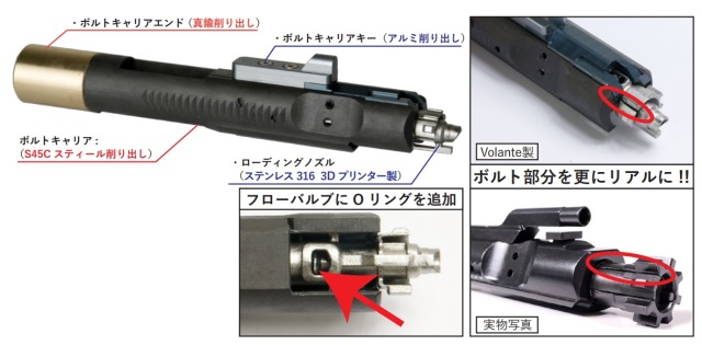 VOLANTE Airsoft 東京マルイ M4 MWS対応 ボアアップスティールボルト 