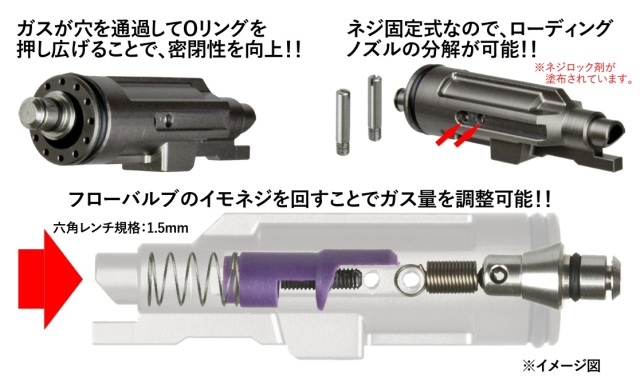 Bow Master ガス量可変式フローバルブ内蔵 アルミローディングノズル