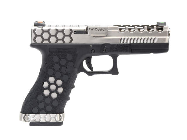 AW CUSTOM VX0100 G17-TYPE Hex-Cut GBB (Silverスライド/Black