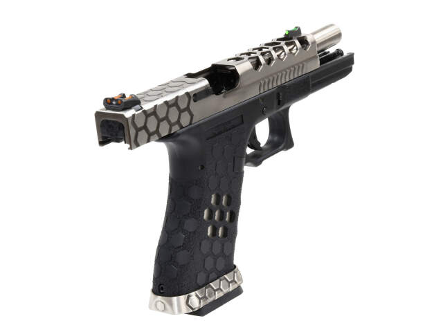 AW CUSTOM VX0100 G17-TYPE Hex-Cut GBB (Silverスライド/Black