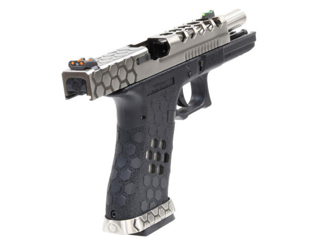 AW CUSTOM VX0200 G18-TYPE Hex-Cut GBB (Silverスライド/Black