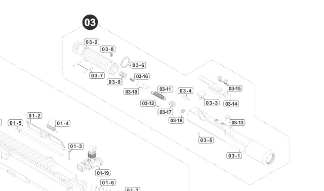 VFC L403A1 GBBパーツ/03-05 ピンφ1.6x6 [PBOT160601]