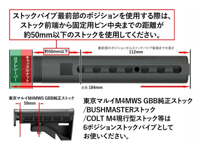GUARDER 6+1ポジション ストックパイプ 東京マルイ M4 MWS対応 (MWS-06)