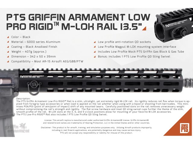 PTS ハンドガード ブラック アルミ製　13.5インチ PTS Centurion Arms M-LOK CMR 13.5インチ ハンドガード / ORGA