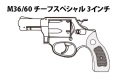 マルシン(Marushin) S&W M36/60 "チーフスペシャル" 3inch 木目調プラグリップ Xカート式ガスリボルバー