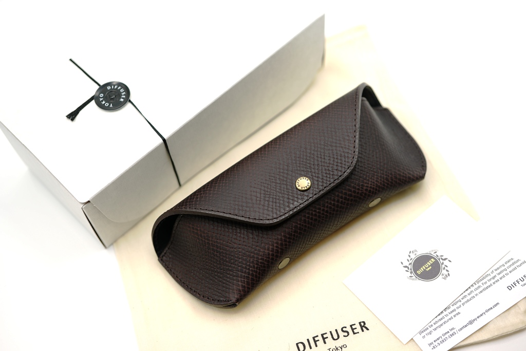 HORWEEN LEATHER EYEWEAR CASE 2 / Dark Brown & Black  STRUT Special Order