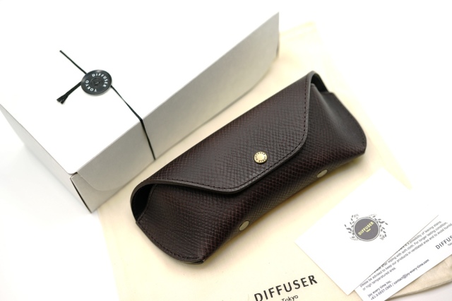 HORWEEN LEATHER EYEWEAR CASE 2 / Dark Brown & Black  STRUT Special Order