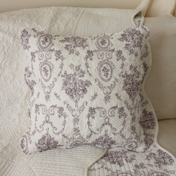 キルト クッションカバー 45×45 トワルドジュイ ローズ バラ柄 ソファカバー キルティングスロー キルティング マルチカバー キ