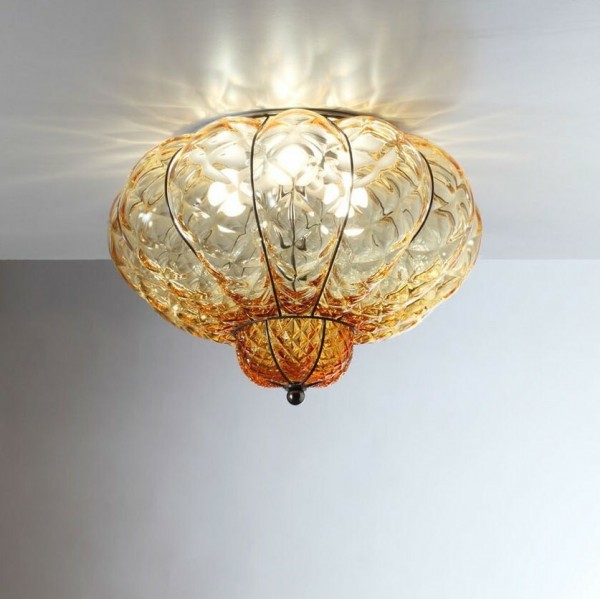 シーリングライト ガラス イタリア製 ムラノガラス アンバー ヴェネチア シーリングランプ ヴェネチアンガラス おしゃれ 天井照
