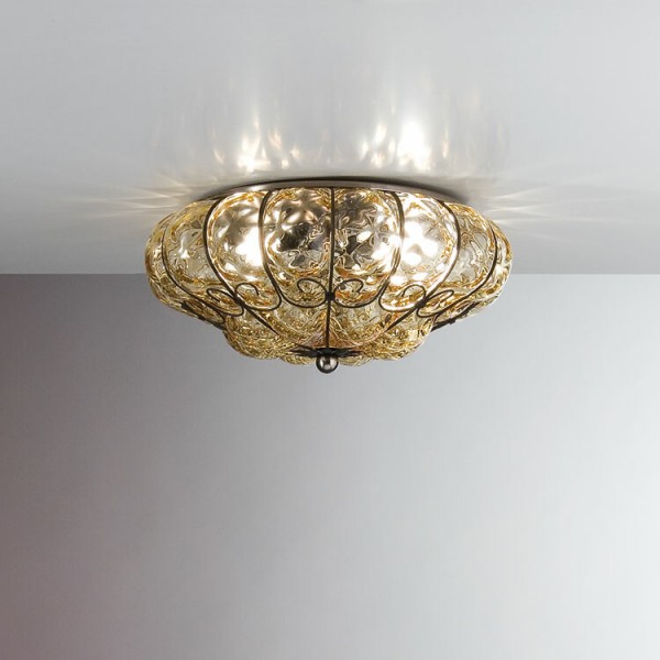 シーリングライト ガラス イタリア製 ムラノガラス アンバー ヴェネチア シーリングランプ ヴェネチアンガラス おしゃれ 天井照