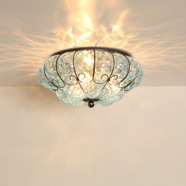 シーリングライト ガラス イタリア製 ムラノガラス ブルー ヴェネチア シーリングランプ ヴェネチアンガラス おしゃれ 天井照明 