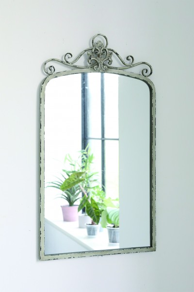 ウォールミラー 壁掛けミラー アンティーク調 鏡 ミラー グレー 　ブランシェ アーチミラー アンティーク アンティーク風 シャビ