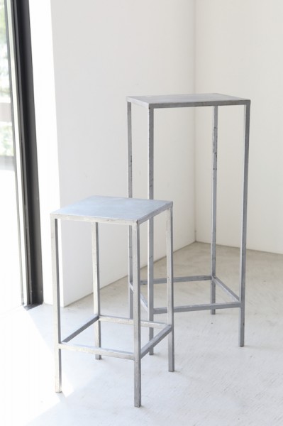 プランタースタンド 飾り台 シルバー ランス フラワースタンド ２点セット 花台 ハイスタンド コラム 台座 アンティーク風 ブロ