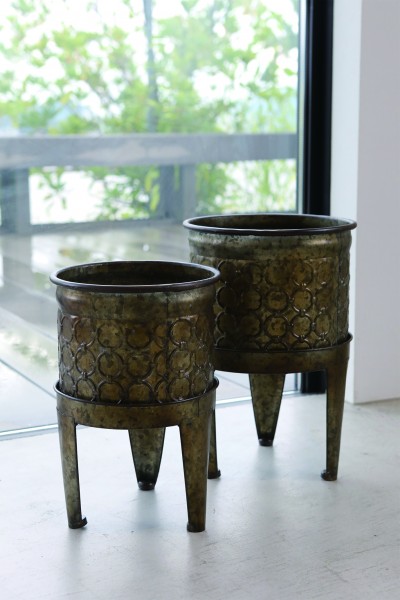 スタンドポット アイアン フラワーポット スタンドカバー 2点セット ビザンツ ブロンズ トライポットカバー 鉢カバー プランター