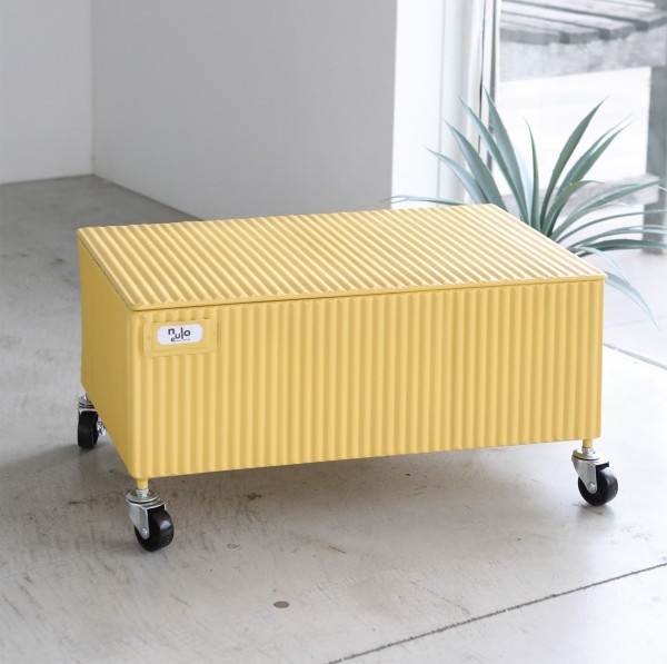 ストレージボックス スチール コンテナー 収納 イエロー 車輪付き 小物入れ ボックス ガーデニング 店舗什器 サイドテーブル