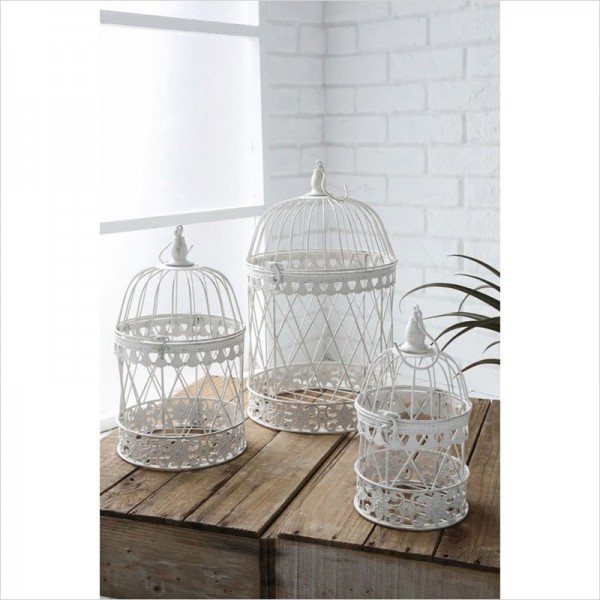 ホワイト ワイヤー ケージ３点セット フラワーポット ガーデンポット ハンギングポット ガーデニング 鳥かご 吊り下げ 店舗什器 