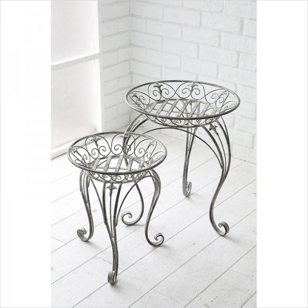 フラワースタンド 花台 ラスティ ２個セット ガーデニング フラワーラック 店舗什器 アンティーク調 フレンチカントリー シャビ