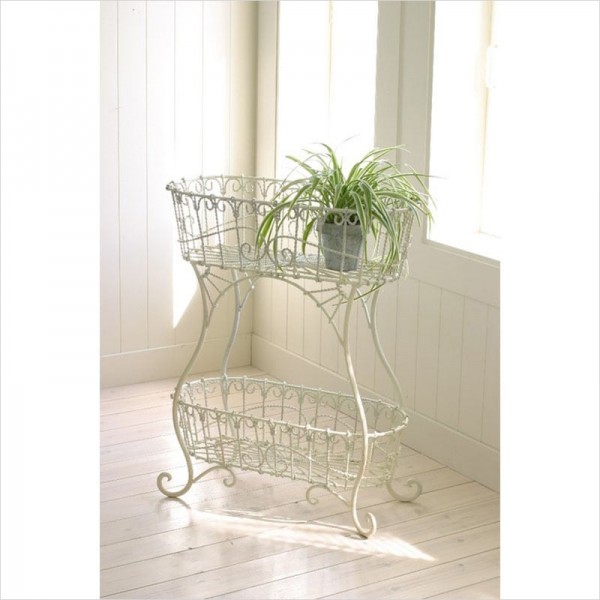 ２段バスケット 花台 フラワースタンド アイアン マルシェ ２段スタンドバスケット ガーデニング フラワーラック 店舗什器 アン