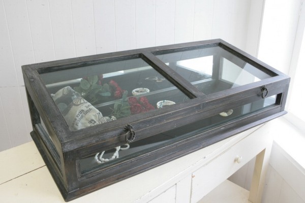 コレクションケース ガラス ショーケース キュリオ ノアール ガラスケース 店舗什器 フレンチカントリー シャビーシック アンテ