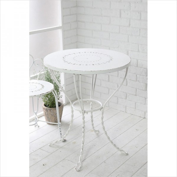 ガーデンテーブル アイアンテーブル コーヒーテーブル パティオ ラウンドテーブル  アンティーク調 アンティークホワイト ガーデ