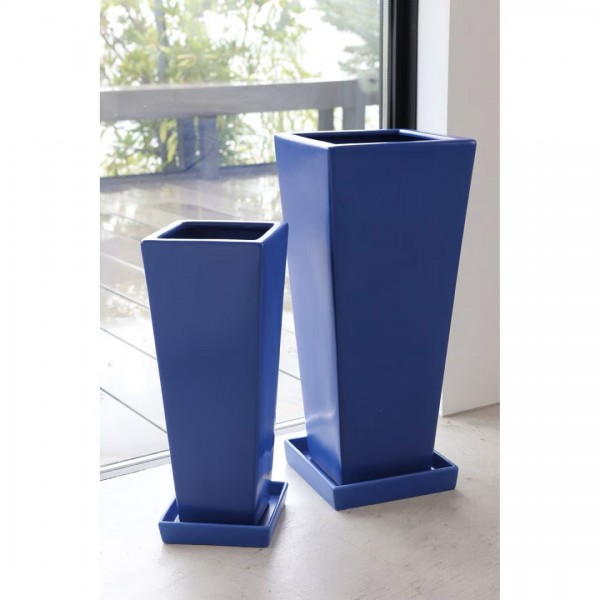 陶器鉢 プランター ロング ２点セット 鉢カバー 陶器 ブルー ロングスクエアポット ポットカバー ピグモ プランターカバー ガー