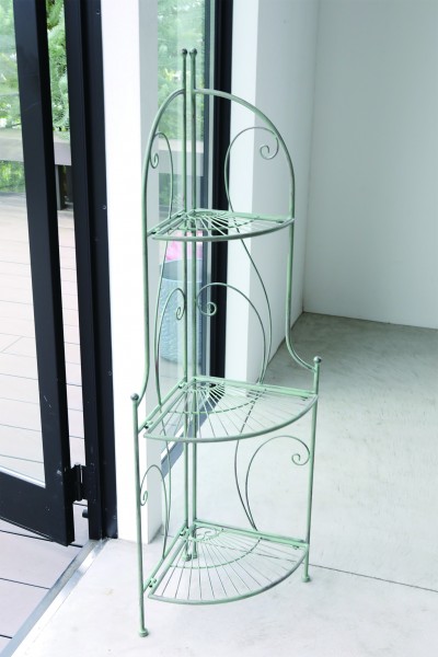 クォーターシェルフ アイアン コーナーシェルフ アイアンラック ジェード  グリーン アイアンシェルフ 棚 ３段ラック シャビーシ