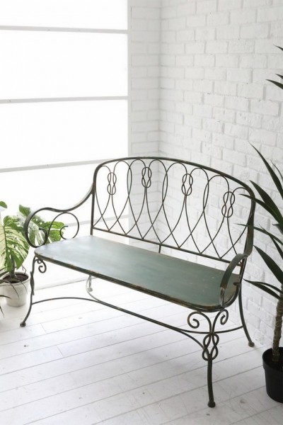 ガーデンベンチ ベンチ ガーデニング エバー グリーン アンティーク調 置物 カントリー ガーデン ブロカント 店舗什器 フレンチ