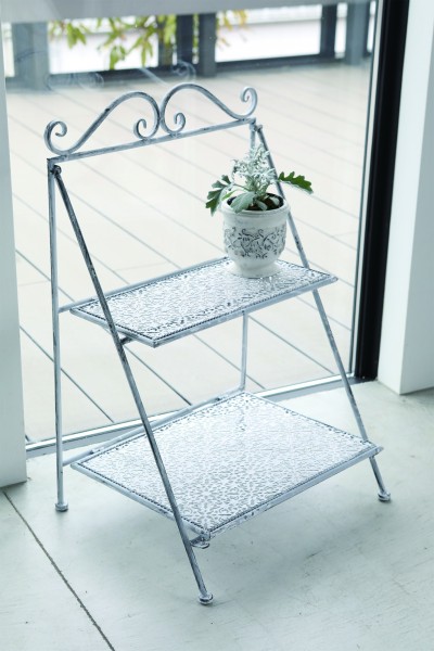 フラワースタンド ２段 ラック アイアンラック グレー ミスフィー ガーデニング フラワーラック 店舗什器 アンティーク調 フレン