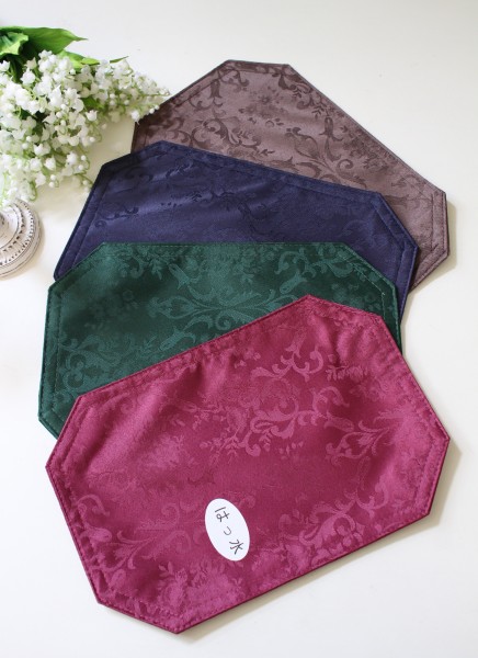 撥水 ティーマット ドイリー テーブルマット はっ水 お茶用 ランチマット はっ水加工（八角）ダマスクローズ 薔薇  お茶用 ジャ