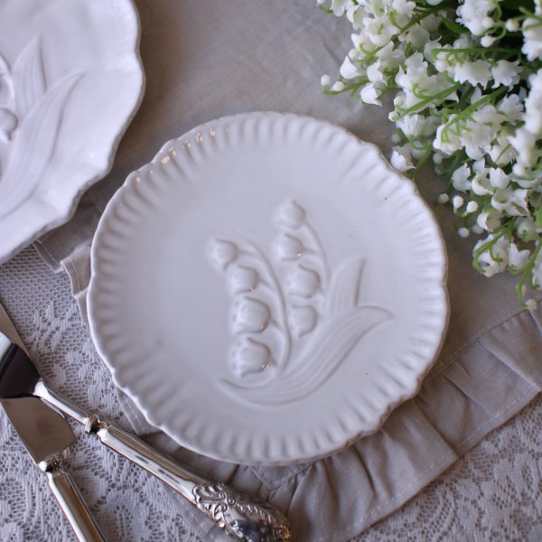 ミュゲシリーズ プレートＳ ケーキプレート ケーキ皿 デザートプレート スズラン フランス アンティーク調 陶器 おしゃれ