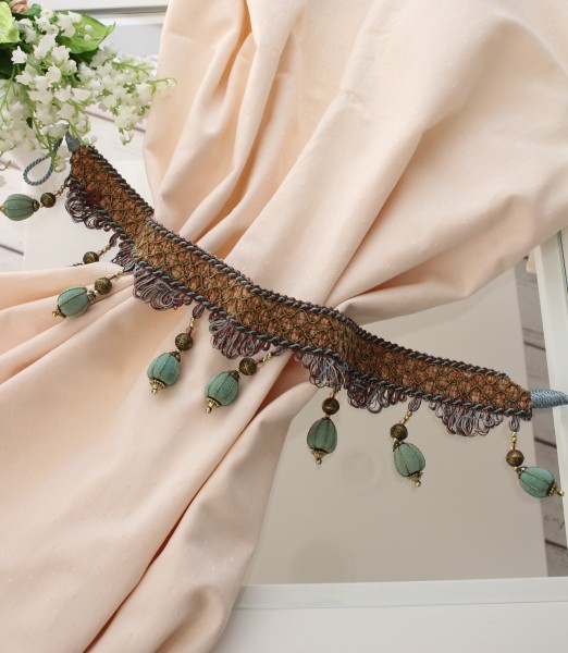 カーテンタッセル カーテン止め グリーン タイバック タッセルフリンジ（ターコイズグリーン 5535）房飾り おしゃれ 可愛い アン