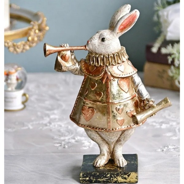 ワンダーランド ラビットオブジェ 不思議の国のアリス ラビット 置物 アンティーク調 アンティーク風 ウサギ うさぎ 輸入雑貨 フ